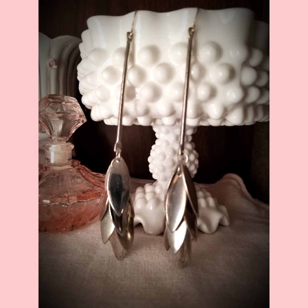 Silver costume dangle earrings boho gypsy long